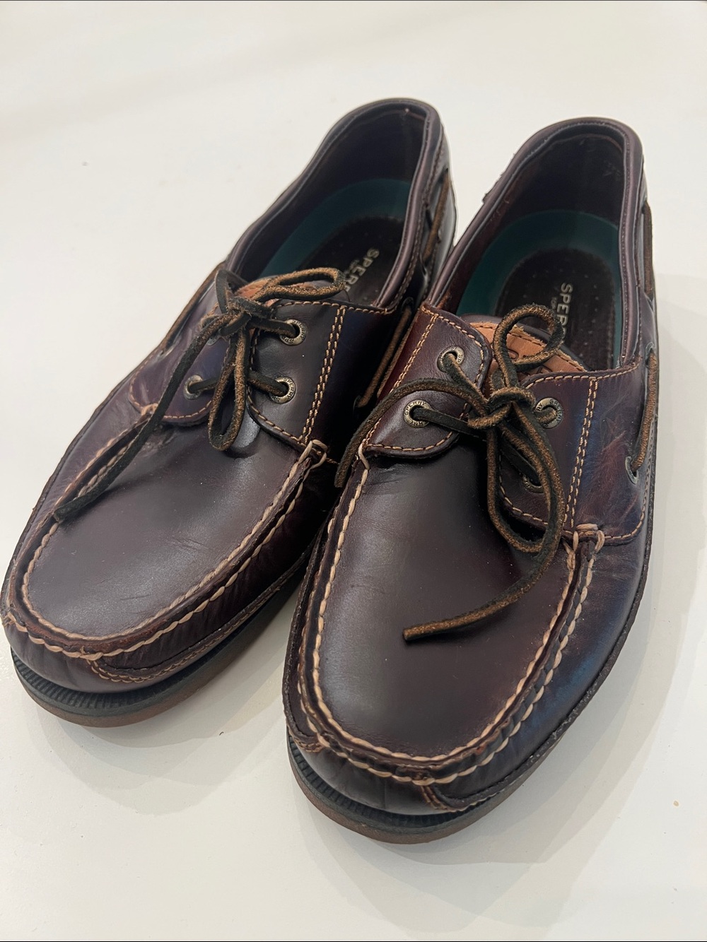 Sperry Brown Leather Moc Toe Boat Shoes